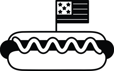 A hot dog with a flag on top of it