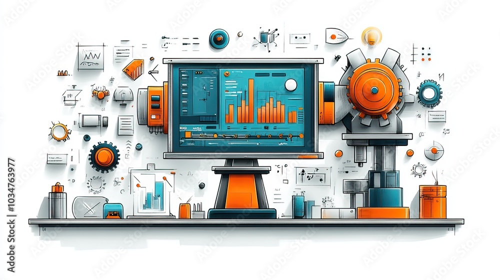 Poster depicting the concept of function in programming featuring machine with cogs and wheels presented in