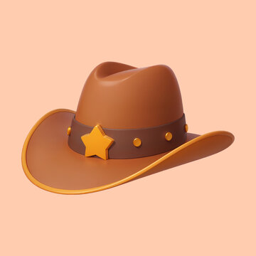 cowboy hat with a star icon cartoon illustration 