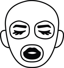 A cartoon face with eyes and a mask