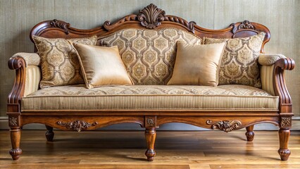 Classic wooden sofa with plush cushion for ultimate comfort