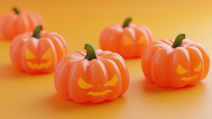 Obraz premium Candies in the shape of pumpkins for Halloween, created with Generative AI technology. 
