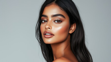 Naklejka premium Fashion portrait of a beautiful Indian woman with flawless skin
