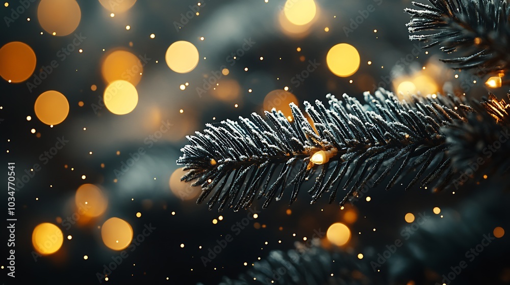 Poster close-up of a christmas tree, bokeh : generative ai