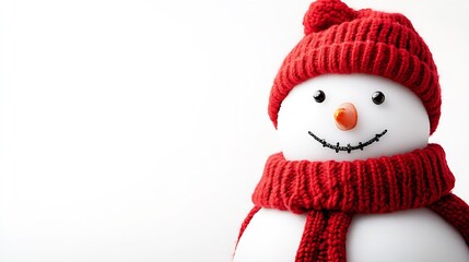 Snowman, wide white background Placed on the right side of the picture. : Generative AI