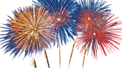 Festive Fireworks Bursting in Vibrant Colors Against a Clear Backdrop Generative AI