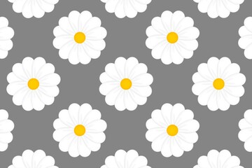 seamless pattern with white flowers, seamless pattern, seamless background, grey background with white flowers, white flowers, daisy, wrapping, paper, fabric, grey background, flower background