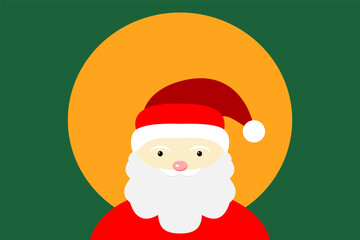 Santa claus flat illustration on green background