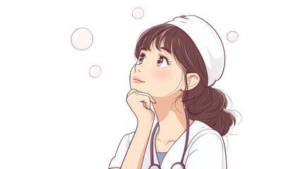 Young female nurse, cute style, cartoon pattern illustration