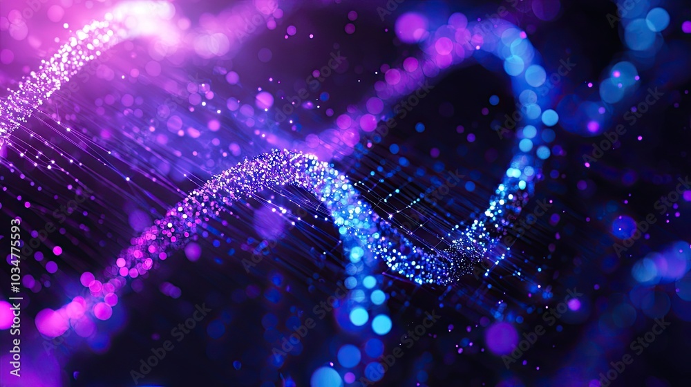 Canvas Prints a dark abstract background image representing life sciences and genomics using purple blue and black