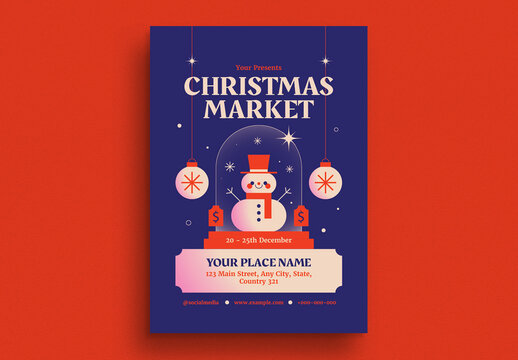 Modern Retro Christmas Market Event Flyer