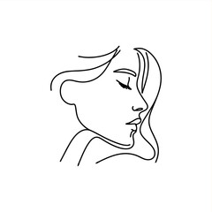 line art monoline oneline poster art design of beauty woman face	