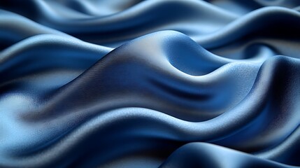 Obraz premium Abstract blue satin fabric with soft waves and flowing texture.