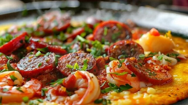 Shrimp and grits with spicy sausage, Video