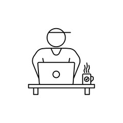 Productivity icon using laptop, computing icon.