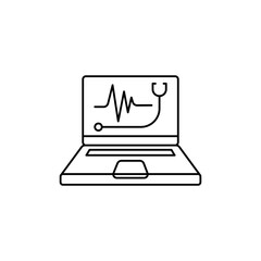 Fototapeta premium Medical examination icon with laptop