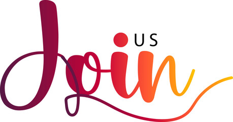 join us text, Join us. Modern calligraphy. Handwritten text, gradient text vector