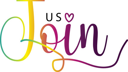 join us text, Join us. Modern calligraphy. Handwritten text, gradient text vector