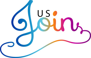 join us text, Join us. Modern calligraphy. Handwritten text, gradient text vector