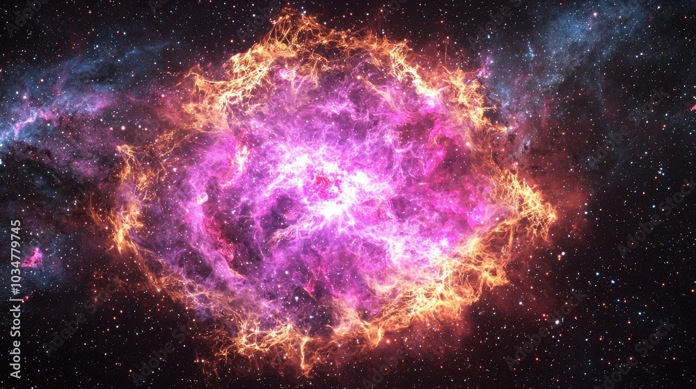 Canvas Prints a grogeous photo of a supernova explodinng with a magenta color style