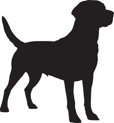 Minimalist Vector Silhouette of a Labrador Retriever in Black on a Crisp White Background