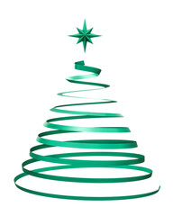 Modern Festive Design: This contemporary Christmas tree design features intertwining green ribbons, creating a unique and artistic representation against a transparent backdrop.