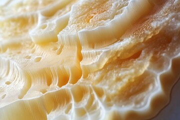 Close-up of a Cut and Polished Agate Stone with White and Yellow Bands