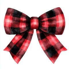 Cozy Christmas Plaid Bow Clipart for Festive Designs