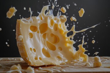 Swiss Cheese Explosion with Splashes and Crumbles