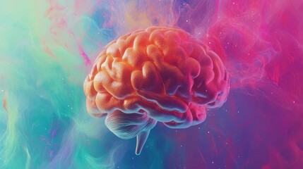 Fototapeta premium Vibrant Abstract Brain with Colorful Background