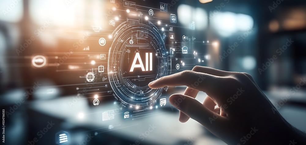Fototapete touching on an AI icon with the word 