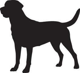 Sleek Black Labrador Retriever Dog Silhouette Vector Isolated on a White Background