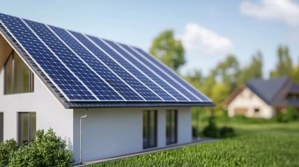 Modern House with Solar Panels on Roof