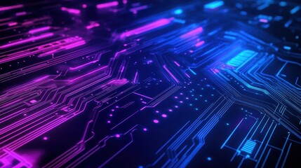 Obraz premium Abstract Circuitry with Neon Glowing Lines