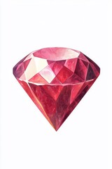 Fototapeta premium Flat style ruby illustration, isolated on a white background.