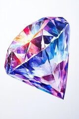 Low polygon style diamond, isolated on a white background.