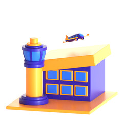 airport building 3d icon illustration