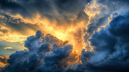 Obraz premium Dramatic Sunset with Clouds and Rays of Light