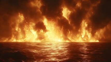 Obraz premium Cataclysmic Volcanic Eruption Engulfing the Sky in a Dramatic Cinematic Spectacle