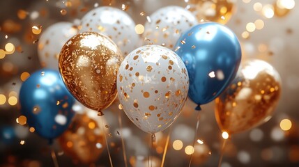 Elegant Celebration Background Concept Featuring Blue, Gold, and White Tones Perfect for Inviting Invocations and Festive Events