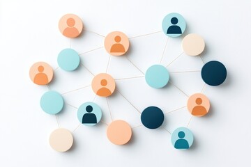 Obraz premium Colorful network connections representing social relationships and interactions among individuals in a modern business environment.