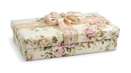 Elegant Floral Gift Box with Ribbon Detail