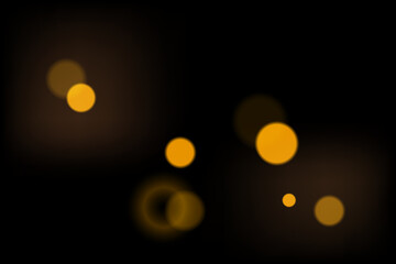 Defocused golden bokeh. Shiny lights on black background. Light effect. Vector illustration.