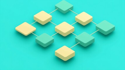 Abstract Grid of Colorful Blocks on Teal Background