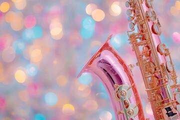 Pink Saxophone with Bokeh Background