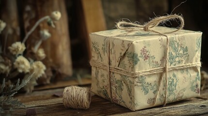 Vintage Gift Box with Natural Elements for Rustic Decor