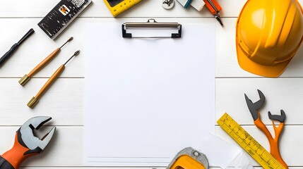 House remodeling and repair notes blank list of work tools. 