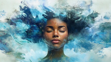 Ethereal Portrait with Flowing Watercolor Effects