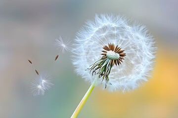 Delicate Dandelion Seed Head with Floating Seed