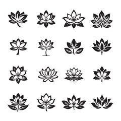 Champa Flower Silhouette Vector Icons Collection

